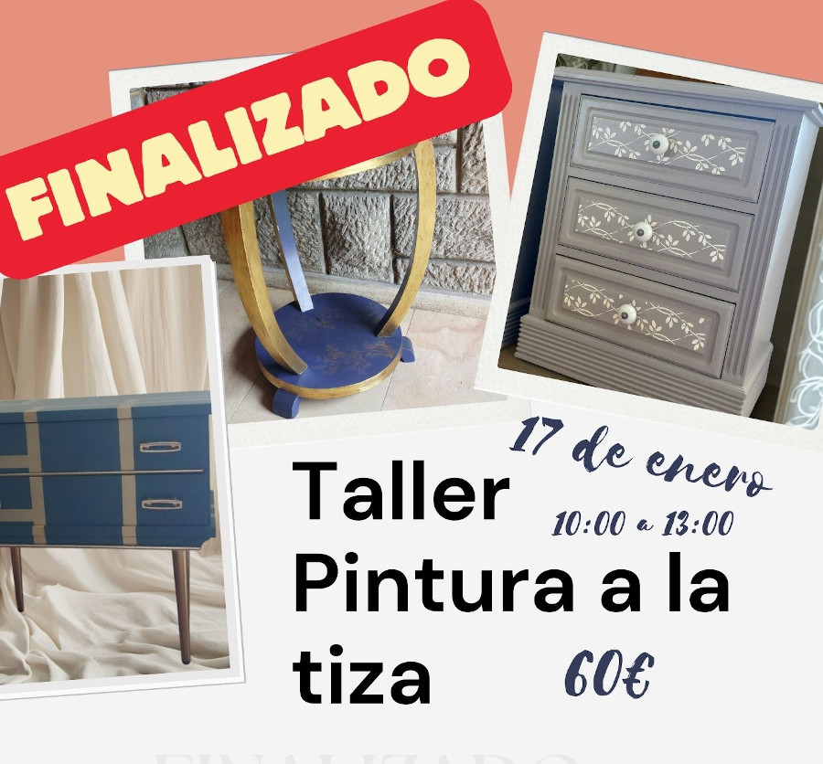 Cartel anunciando el taller de pintura a la tiza del día 17 de enero de 2026