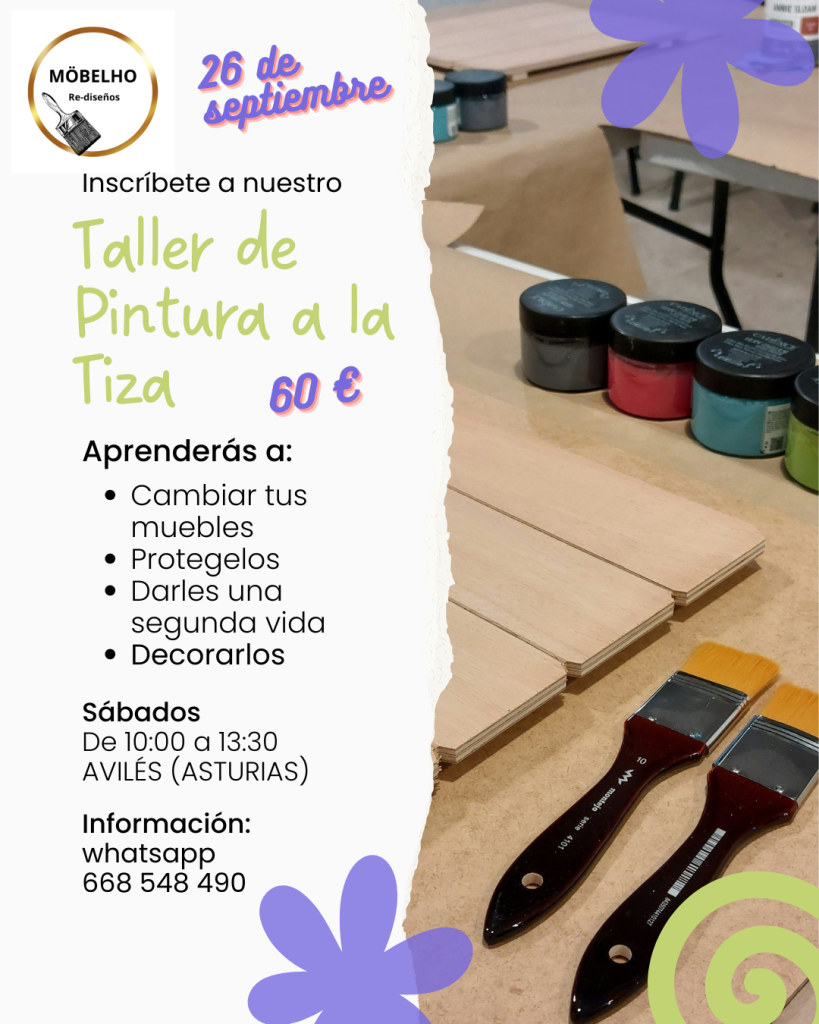 Cartel que anuncia el taller de pintura a la tiza de septiembre 2026